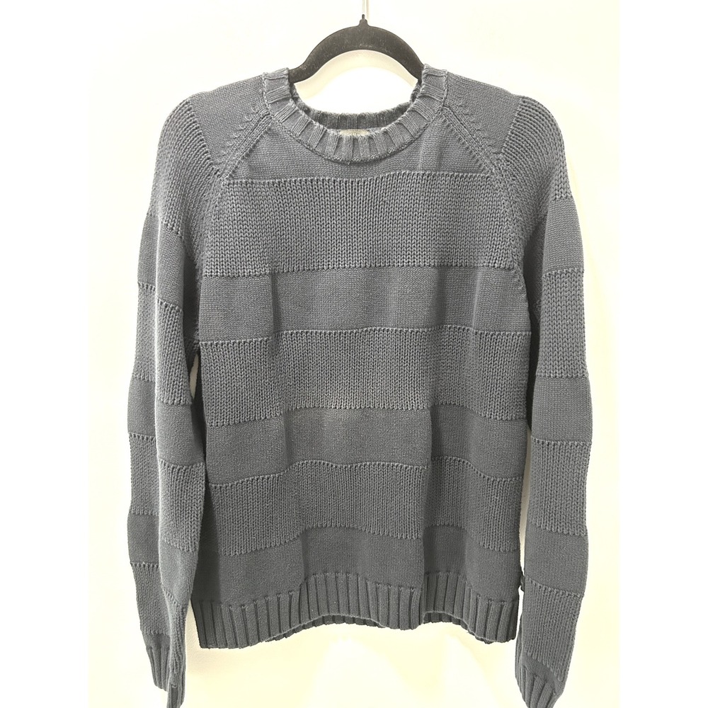 Timberland Mens Navy Blue Cotton Knit Striped Raglan Crewneck Sweater Size M